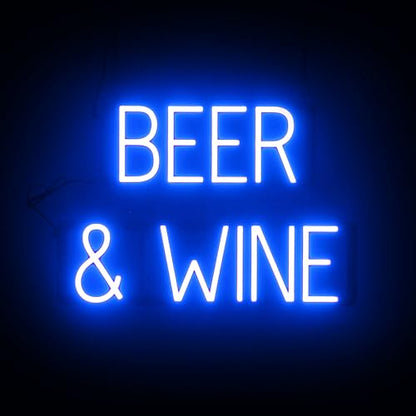 SpellBrite LED Neon BEER & WINE Sign for Business - Blue, 22" x 15" - color: Blue, size: BEER & WINE (22"x15")