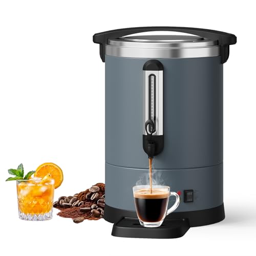 Garvee 14 L/100 Cups Coffee Urn-3.8 gal Double Wall Commerical Coffee Maker for Buffet Catering Wedding Gathering,Large Capacity Hot Coffee Dispenser,Stainless Steel Hot Water Urn-Grey - color: Gray, size: 100 Cups/14L