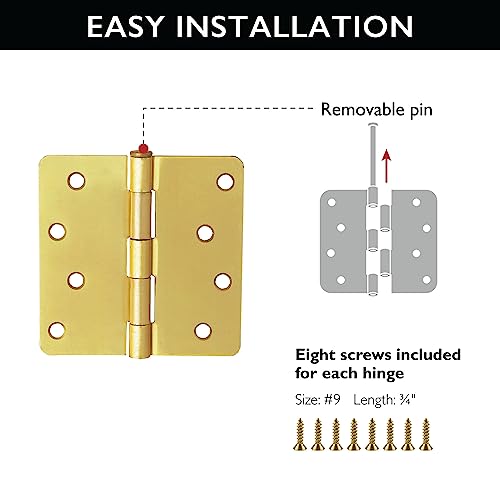 Design House Interior Door Hinge, 4", Satin Brass - color: Satin Brass