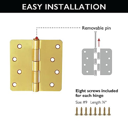 Design House Interior Door Hinge, 4", Satin Brass - color: Satin Brass