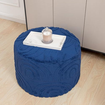 Asuprui Plush Ottoman Footrest, 20"x14", Dark Blue,Round Foot Stool Ottoman - color: Dark Blue, size: 20"D x 20"W x 14"H