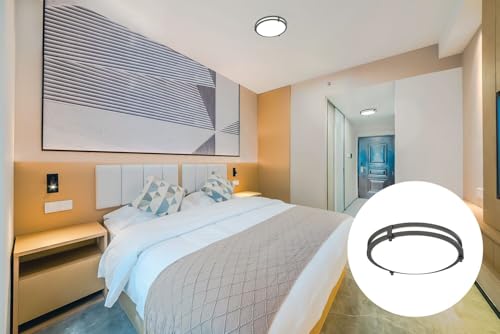 Juno Saturn Flush Mount Ceiling Light with Switchable Color Temperature (2700K-5000K), 13-Inch, Matte Black - color: Matte Black, size: 13-Inch
