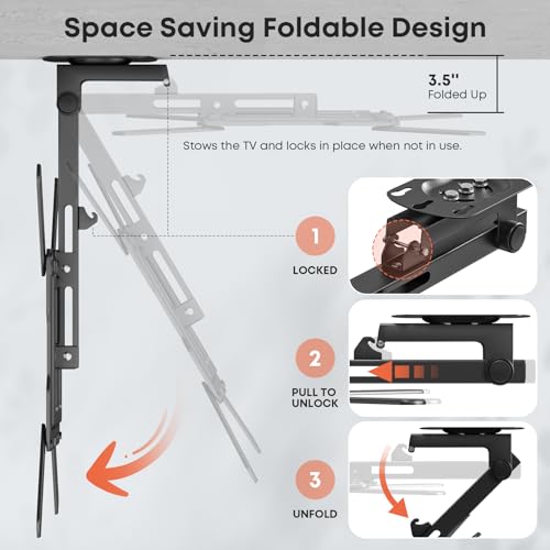 Flip Down TV Mount for Most 23'' to 55'' TVs, Manual Ceiling TV Mount