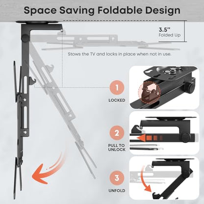 Flip Down TV Mount for Most 23'' to 55'' TVs, Manual Ceiling TV Mount