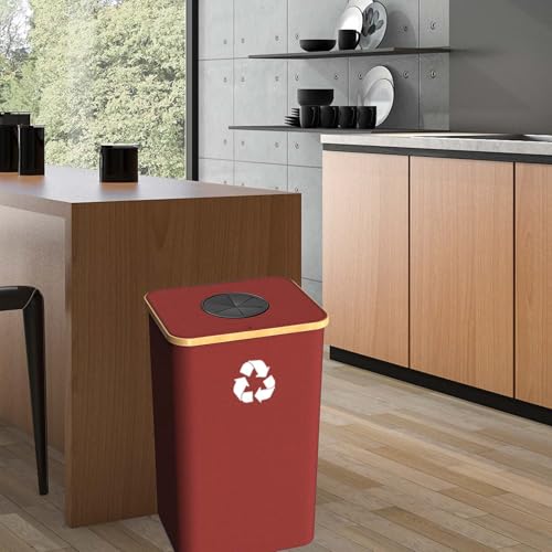 Recycling Bin for Kitchen Indoor Home, Large 100L/ 26 Gallon Recycle Bin with Lid Removeable Reusable Inner Bag Bottle Can Glass Waste Plastice Stickers (Green, 26 Gallon) - size: Green-26Gallon