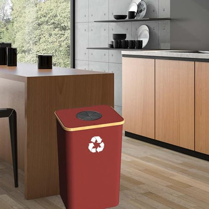 Recycling Bin for Kitchen Indoor Home, Large 100L/ 26 Gallon Recycle Bin with Lid Removeable Reusable Inner Bag Bottle Can Glass Waste Plastice Stickers (Red, 26 Gallon) - size: Red-26Gallon