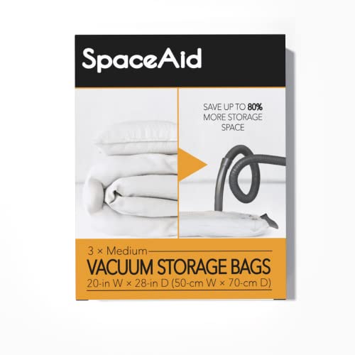 SpaceAid Vacuum Storage Bags, Space Saver Sealer Compression Bags for Comforters, Blankets, Pillows, Bedding, Clothes (Medium 3 Pack) - size: Medium 3 Pack