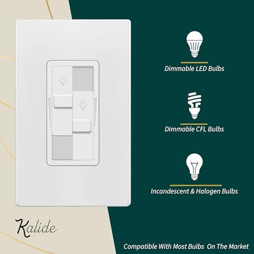 TOPGREENER Dual Load LED Dimmer Switch, Single Pole, White, 1 Pack - color: White, size: Dual Dimmer Switch