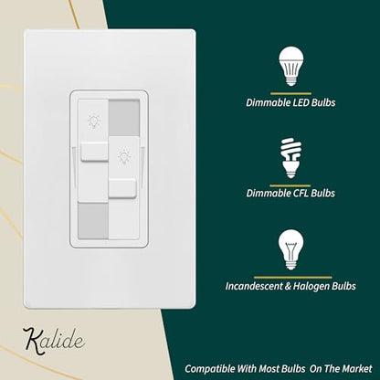 TOPGREENER Dual Load LED Dimmer Switch, Single Pole, White, 1 Pack - color: White, size: Dual Dimmer Switch