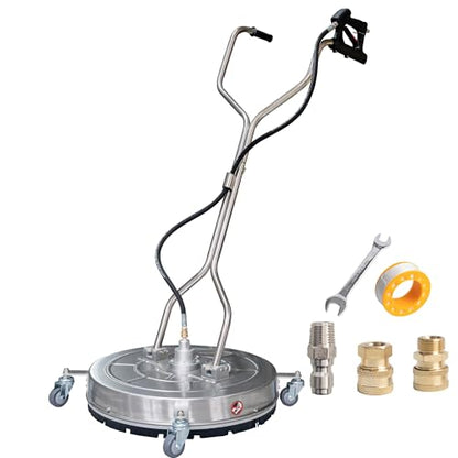 Hourleey 24" Pressure Washer Surface Cleaner with Dual Handles, Stainless Steel Surface Cleaner with 4 Wheels for Driveways, Pathway, Sidewalks, Patios, Decks, 4500 PSI with 3/8" Quick Connector Kit - size: 24 Inch