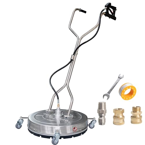 Hourleey 24" Pressure Washer Surface Cleaner with Dual Handles, Stainless Steel Surface Cleaner with 4 Wheels for Driveways, Pathway, Sidewalks, Patios, Decks, 4500 PSI with 3/8" Quick Connector Kit - size: 24 Inch