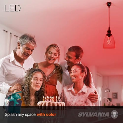 LEDVANCE Sylvania LED Red Glass Filament A19 Light Bulb, Dimmable, Efficient 4.5W, E26 Medium Base - 1 Pack (70300) - color: Red, size: 1 Count (Pack of 1)