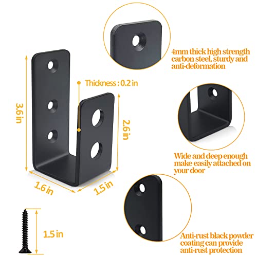 Door Barricade Brackets, 2 Pack 2x4 Door Barricade Brackets Door Security Barricade Brackets Bar Security Holder for Home, Barn, Shed, Garage, Gate to Security Door Reinforcement Fits 2x4 Bars, Black