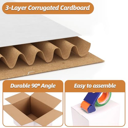 8x6x6 inch Cardboard Shipping Box, Set of 30 Packaging Boxes, White - size: 8x6x6 inch 30 Pack