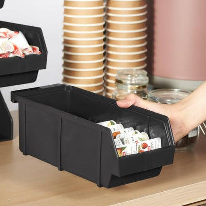 Black Self Serve Condiment Bin Stand Set, Removable Condiment Organizer with 3-Tier Stand and 3 Condiment Bins, 20" D x5.75 W x 14" H, Coffee Bar Beverage Station - size: 3 Bins