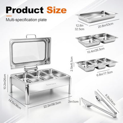 9QT, Electric Chafing Dish Set,Electric Chafing Dishes Warming Trays Buffet Warmer,Food Servers Warmers Sets Party Commercial Buffet Set for Parties,Full Size & Half-Size &Three-Section,400w