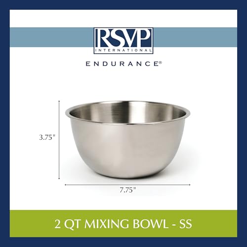 RSVP International Endurance Stainless Steel Mixing Bowls, 2 Quart - size: 2 Quart