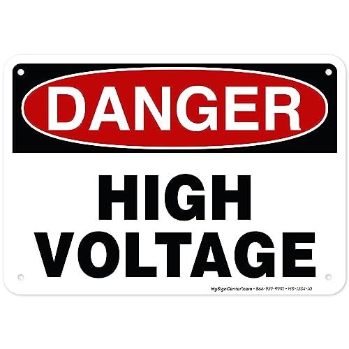 Danger High Voltage Sign, 10x14 Inches, Rust Free .040 Aluminum, Fade - size: 10x14