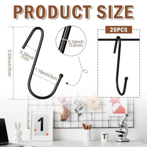 Hicarer 20 Pcs 3.5 Inch Gridwall Hooks S Shaped Panel Hanging Clips