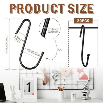 Hicarer 20 Pcs 3.5 Inch Gridwall Hooks S Shaped Panel Hanging Clips