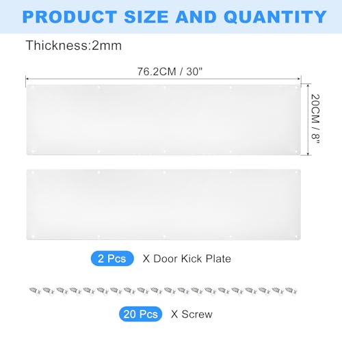 uxcell 2pcs Door Kick Plate, 8 x 30 Inches Aluminum Kick Plate Door Plate, 2 mm Thickness, for Exterior Front Door or Back Door, White - color: White, size: 8 x 30 Inch