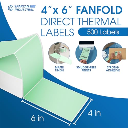 4" X 6" Green Direct Thermal Fanfold Labels (500 Count, 1 Stack) - color: Green