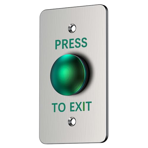 Push to Exit Button for Door Access Control Big Press Button Waterproof Stainless Steel Shell NO/COM Output - color: 4.5''x2.8''