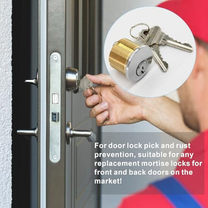 2Pcs Brass Mortise Cylinder Locks with 2 SC1 Keyway Keys - size: 1-1/8 inch Door Cylinder Locks