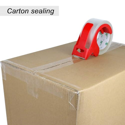 BOMEI PACK 2 Rolls Clear Noiseless Heavy Duty Packing Tape with red Dispenser, Packaging Tape 1.88 Inches x 60Yards, 2.4mil Industrial Shipping Tape for Moving Packaging Shipping, Office & Storage