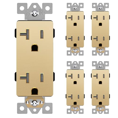 LIDER Decorator Receptacle, Tamper-Resistant Wall Outlet, 20A, 5-Pack - color: Gold, size: 20 Amp (No Wall Plate)