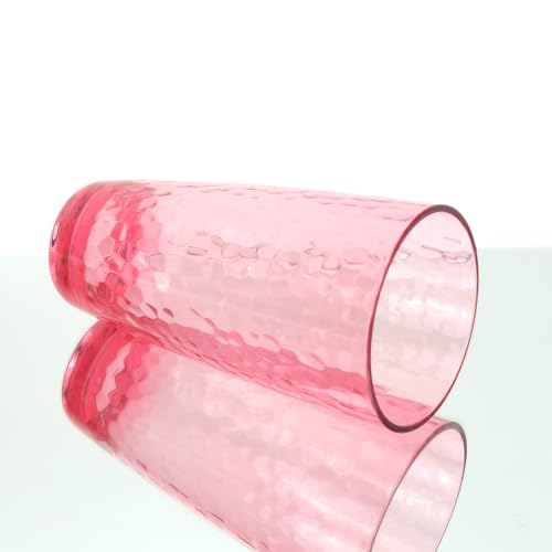 26-Ounce Plastic Tumblers (Set of 6), Reusable Plastic Mugs, BPA-Free Acrylic to Drink Mugs, Shatter Resistant, Textured Interior, Dishwasher Safe (Red, 26 Ounce) - color: Red, size: 26 Ounce