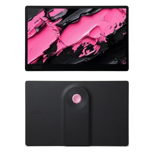 SOTSU SleekView 15.6" Portable Monitor | FHD 1920x1080 | 300 Nits | 100% sRGB | 60Hz | 6W | HDMI | USB-C | Lightweight | Gaming | Laptop | Smartphone | Travel | Sleek & Stylish Design - color: Black Pink