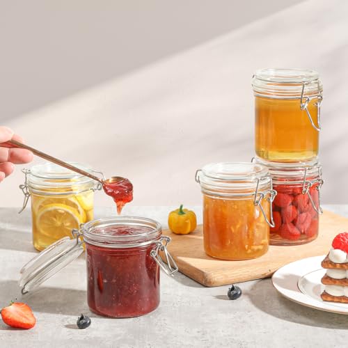 ComSaf Small Mason Glass Jars with Airtight Lids 8 oz 6 Pack Pantry - size: 8 fl oz x 6