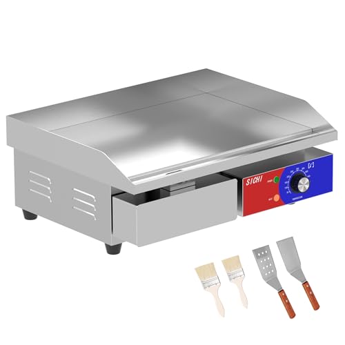 22’’ * 14’’ Commercial Electric Countertop Griddle -110V Flat Top Griddles w/ 122-572°F Adjustable Temperature and Non-Stick, 3000W Stainless Steel Electric Griddle w/ 10mm Thick carbon steel - size: 22 INCH
