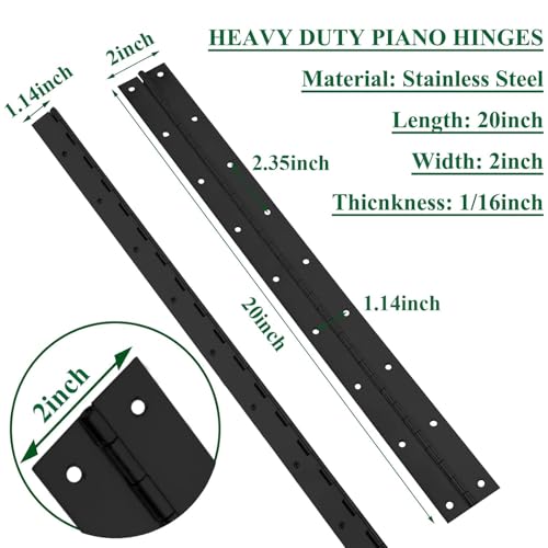 2Pack 20” Heavy Duty Piano Hinge Stainless Black Continuous & Piano Hinges - size: 20INCH