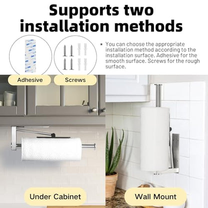 Under Cabinet Paper Towel Holder, One-Hand Tear Kitchen Paper Towel Holder - color: Sliver