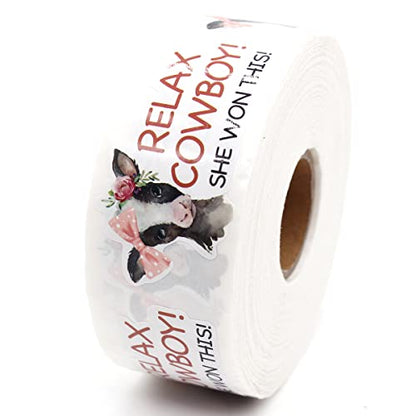 Wailozco Funny She Won This Stickers,Relax Cowboy She Won This Packaging Sticker for Mailing Envelopes Small Business Shipping Package 500 Labels Per Roll - color: Relax Cowboy