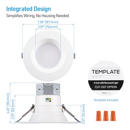 TORCHSTAR 8-Pack 6CCT 6 Inch LED Recessed Light Canless, Dim to Warm, White - color: White-Dim to Warm, size: 6 Inch
