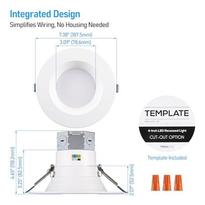 TORCHSTAR 8-Pack 6CCT 6 Inch LED Recessed Light Canless, Dim to Warm, White - color: White-Dim to Warm, size: 6 Inch