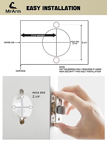 MrArm Commercial Door Lever Lock, Heavy-Duty Locking Door Handle, Designer Door Handles, Cylindrical Lever Lock, Non-Handed Grade 2 Industrial Standard Door Handle, Satin Chrome(Classroom)