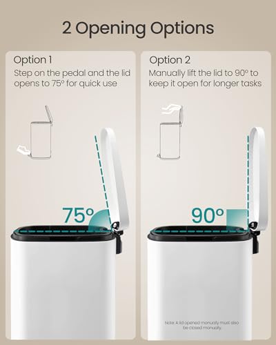 SONGMICS 20 Gallon (75 L) Trash Can, Stainless Steel, Step-On Pedal - color: White, size: 20 Gal.