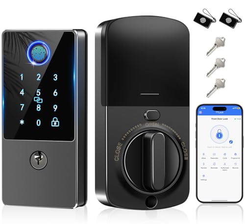 Smart Door Lock Deadbolt, Keyless Entry Door Lock with Fingerprint & Keypad,App Control,Auto Lock,Secure Electronic Digital Lock for Front Door Home Apartment Rental,Easy Installation,Matte Black - color: Matte Black