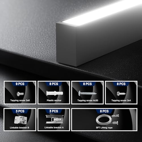 Amico 4Pack 4FT LED Linear Light, 33W/40W/50W, 0-10V Dimmable, ETL