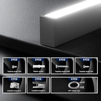 Amico 4Pack 4FT LED Linear Light, 33W/40W/50W, 0-10V Dimmable, ETL