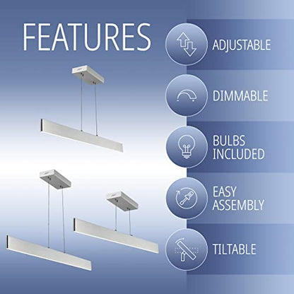 JONATHAN Y Draper 1-Light LED Linear Pendant 40", Brushed Aluminum - color: Brushed Aluminum, size: 40"