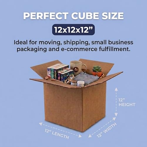 Corrugated Boxes, 12 x 12 x 12", Cube - size: 12x12x12" (25-Pack)