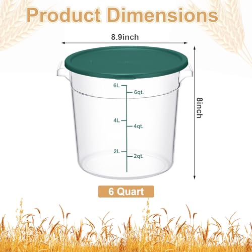 Suclain 4 Pcs 6 Quart Food Storage Container with Lids, Green - color: Green
