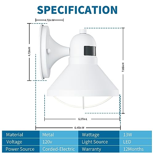 LONEDRUID 2 Pack Dusk Dawn Motion Sensor Outdoor LED Porch Light Fixtures - color: White
