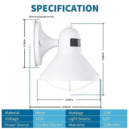 LONEDRUID 2 Pack Dusk Dawn Motion Sensor Outdoor LED Porch Light Fixtures - color: White