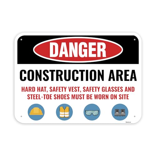 1PC Construction Signs, 14 x 10 Inches - Aluminum - Danger Area Under Construction Safety Site Signs For Jobsites - color: Construction Area HH SV SG STS